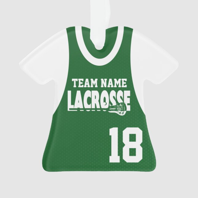 Lacrosse Sports Jersey Green with Photo Ornament (Front)