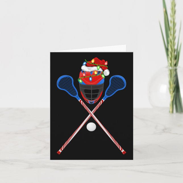 Lacrosse Sports Lover Xmas Santa Hat Lacrosse Chri Card (Front)