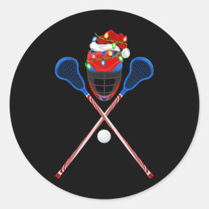 Lacrosse Sports Lover Xmas Santa Hat Lacrosse Chri Classic Round Sticker