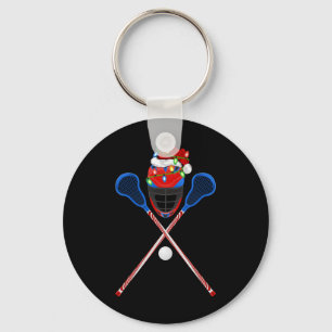 Lacrosse Sports Lover Xmas Santa Hat Lacrosse Chri Key Ring