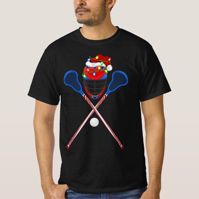 Lacrosse Sports Lover Xmas Santa Hat Lacrosse Chri T-Shirt (Front)