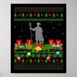 Lacrosse Sports Lover Xmas Santa Ugly Lacrosse Chr Poster