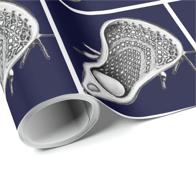 Lacrosse Sports Navy Blue Wrapping Paper (Roll Corner)