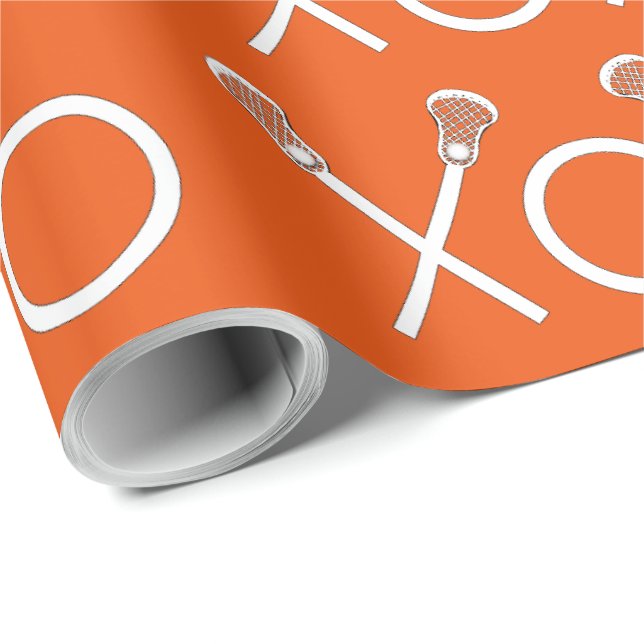 Lacrosse Sports Orange Wrapping Paper (Roll Corner)