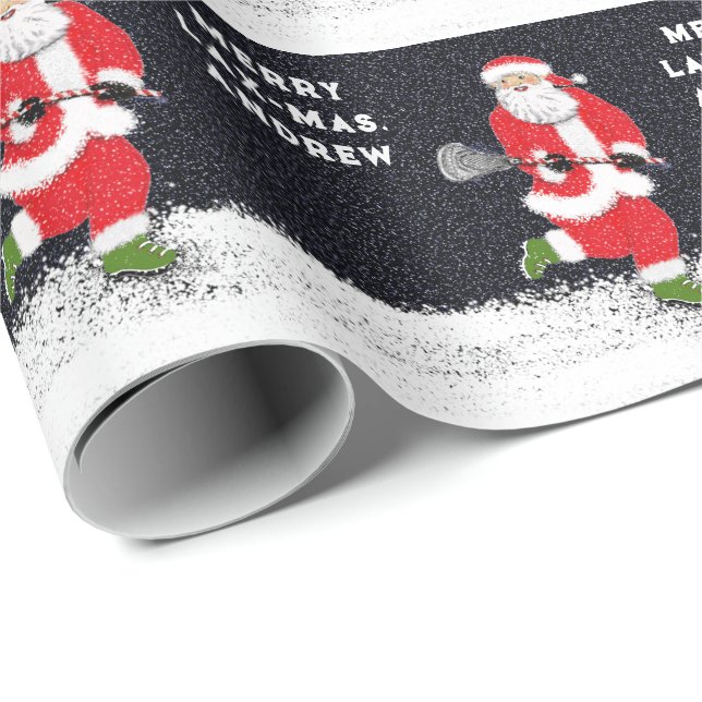 Lacrosse Sports Santa Wrapping Paper (Roll Corner)