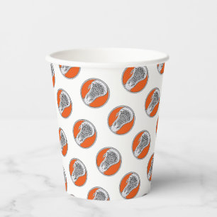 Lacrosse Sports Team Orange Paper Cups