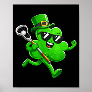 Lacrosse st patricks day boys kids lax sport irish poster