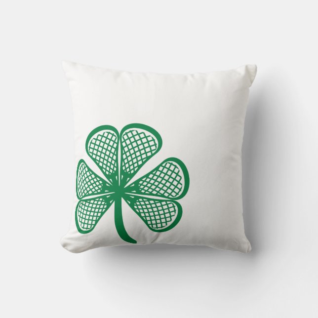 Lacrosse St Patricks Day Shamrock Lucky Lacrosse Cushion (Front)