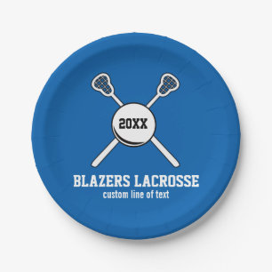 Lacrosse Stick and Ball Custom Player Team Name Paper Plate