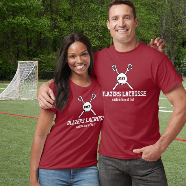 Lacrosse Stick and Ball Custom Player Team Name T-Shirt (Creator Uploaded)