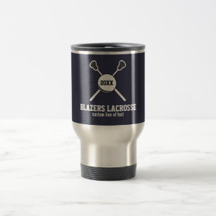 Lacrosse Stick and Ball Custom Player Team Name Travel Mug
