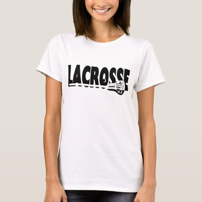 Lacrosse Stick Black and White T-Shirt (Front)