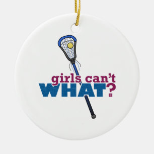 Lacrosse Stick Blue Ceramic Ornament