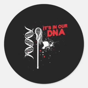 Lacrosse Stick In Our Dna Lax Player Coach Team At Classic Round Sticker