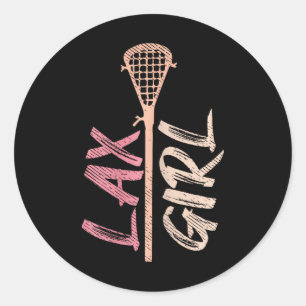 Lacrosse Stick Lax Girl Player Mum Goalie Wife Wom Classic Round Sticker