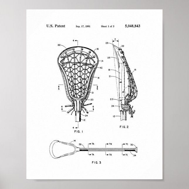 Lacrosse Stick Patent Poster (Front)