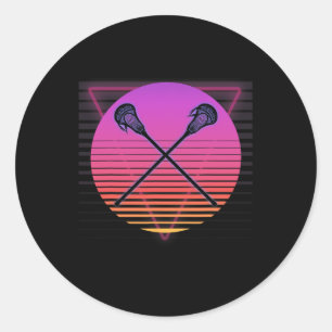 Lacrosse Stick Retro Vaporwave Vintage 70s 80s 90s Classic Round Sticker
