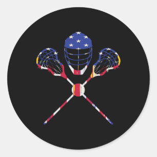 Lacrosse Stick Us Flag Lax Player Lacrosse  Classic Round Sticker