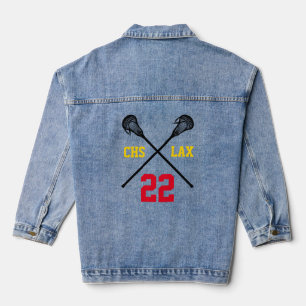 Lacrosse Sticks Lacrosse Player Number Sports Team Denim Jacket