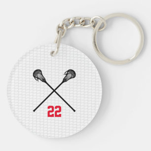Lacrosse Sticks Player Number Sports Coach Fun Key Ring