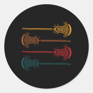 Lacrosse Sticks Retro Lax Sports Player Men Boys K Classic Round Sticker