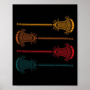 Lacrosse Sticks Retro Lax Sports Player Men Boys K Poster