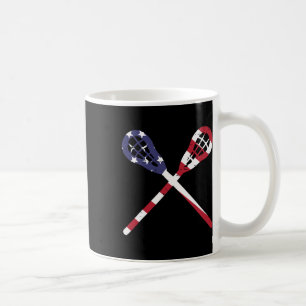 Lacrosse Sticks Us Flag Vintage Patriotic Lax Men Coffee Mug