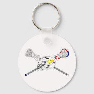 Lacrosse sticks with helmet key ring
