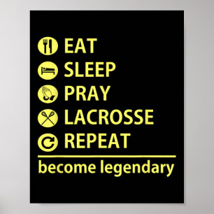 Lacrosse T Shirt - Eat Sleep Pray Lacrosse Repeat Poster