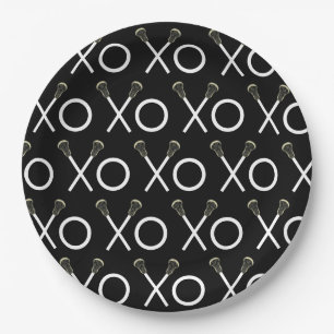 Lacrosse Team Black Paper Plate