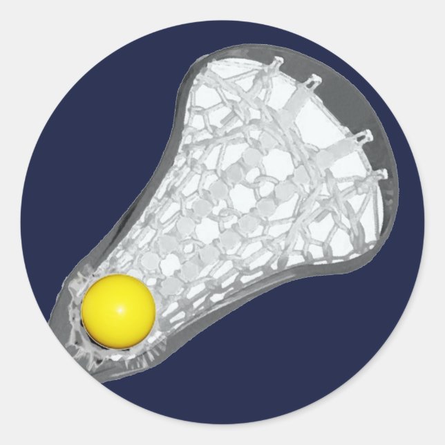 Lacrosse Team Navy Blue Classic Round Sticker (Front)