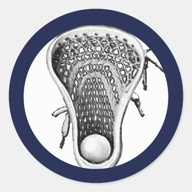 Lacrosse Team Navy Blue Classic Round Sticker (Front)