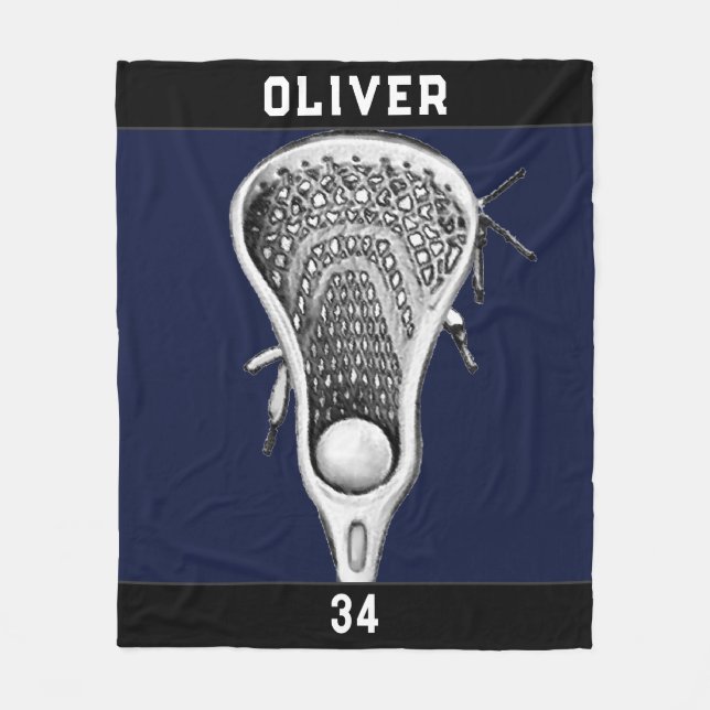Lacrosse Team Navy Blue Fleece Blanket (Front)