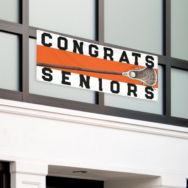 Lacrosse Team Orange Congrats Banner (Outside Building)