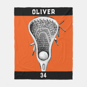 Lacrosse Team Orange Fleece Blanket