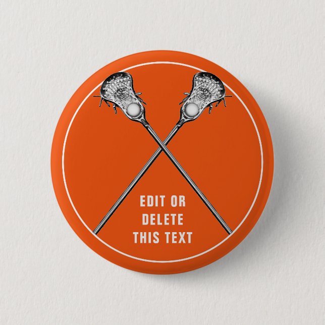 Lacrosse Team Orange Party Favours 6 Cm Round Badge (Front)