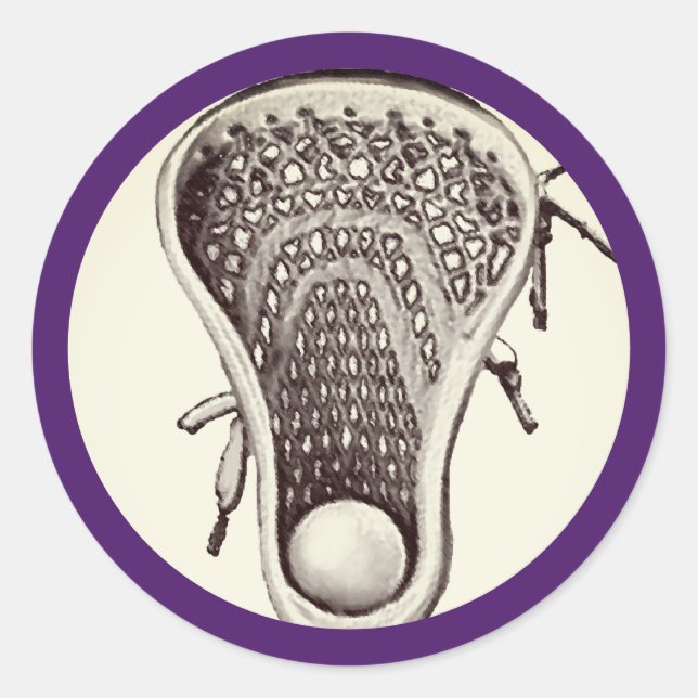 Lacrosse Team Purple Classic Round Sticker (Front)