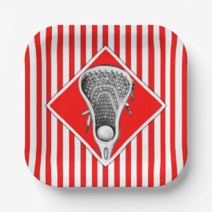 Lacrosse Team Red Party Paper Plate