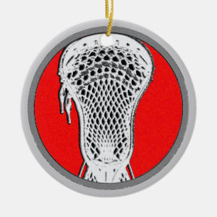Lacrosse Team Red Personalised Ceramic Ornament
