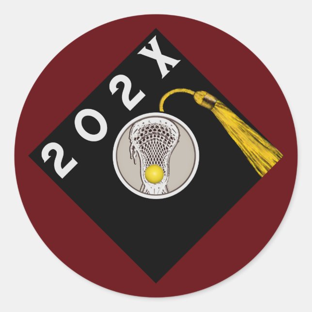 Lacrosse Team Senior Class Grad Classic Round Sticker (Front)