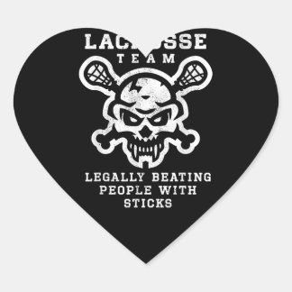 Lacrosse Team Skull Legally Beating Gift Heart Sticker