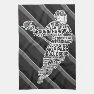 Lacrosse Typography Design Tea Towel