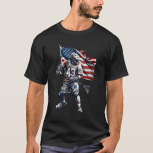 Lacrosse US Flag Lacrosse Player Helmet sticks men T-Shirt