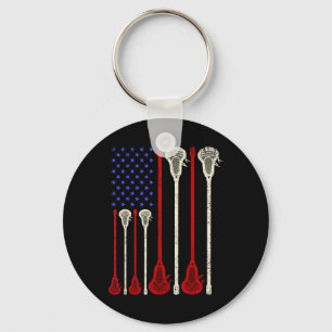 Lacrosse Usa American Flag Lax Sticks  Key Ring