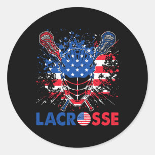 Lacrosse Usa Flag Lax Helmet Sticks 4th Of July Classic Round Sticker