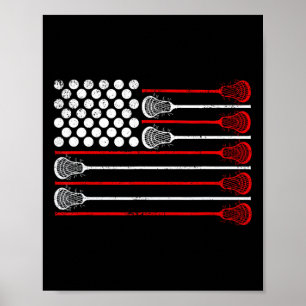 Lacrosse Usa Flag Lax Poster
