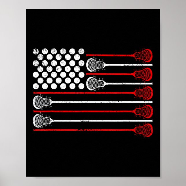 Lacrosse Usa Flag Lax  Poster (Front)