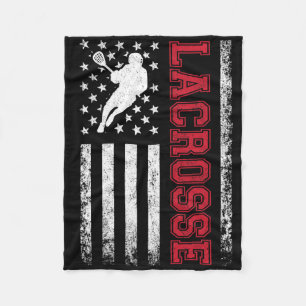 Lacrosse Usa Flag Lax Shirt Men Women Boys Girls Fleece Blanket