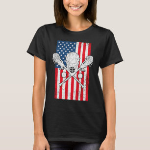 Lacrosse USA Flag Retro Lacrosse Player Sticks T-Shirt