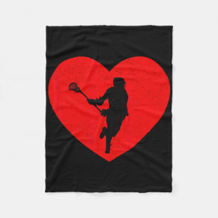 Lacrosse Valentine Heart Shape Lacrosse Lovers  Fleece Blanket
